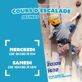 Cours escalade jeunes - SAMEDI - 2ème semestre - CMCAS Pays de Savoie