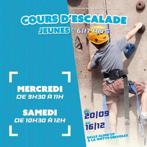 Cours escalade jeunes - SAMEDI - 2ème semestre - CMCAS Pays de Savoie